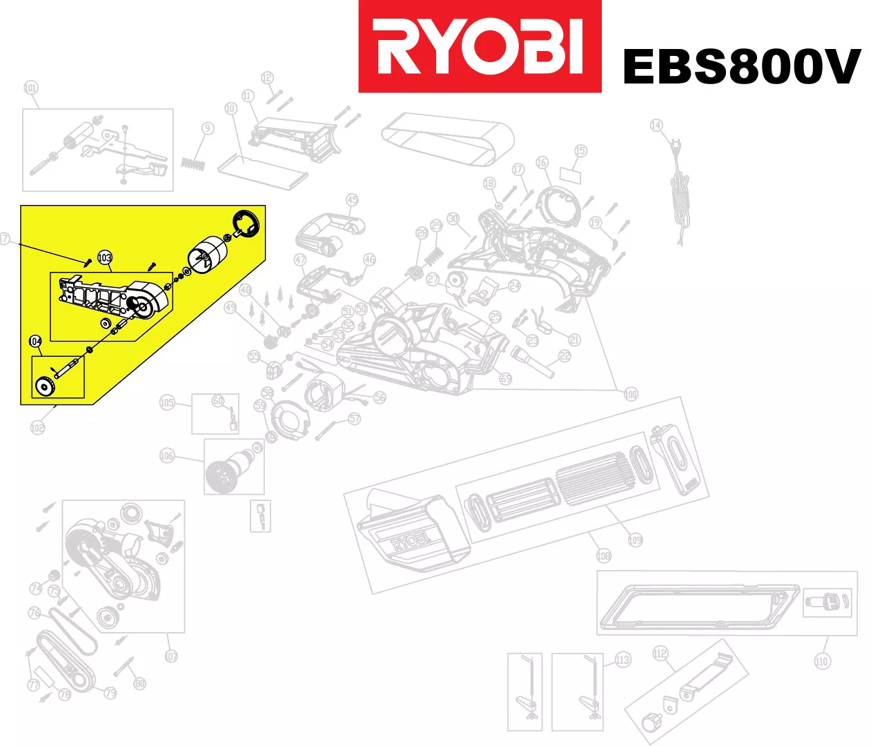Galet arrière réf. 5131030592 Ryobi